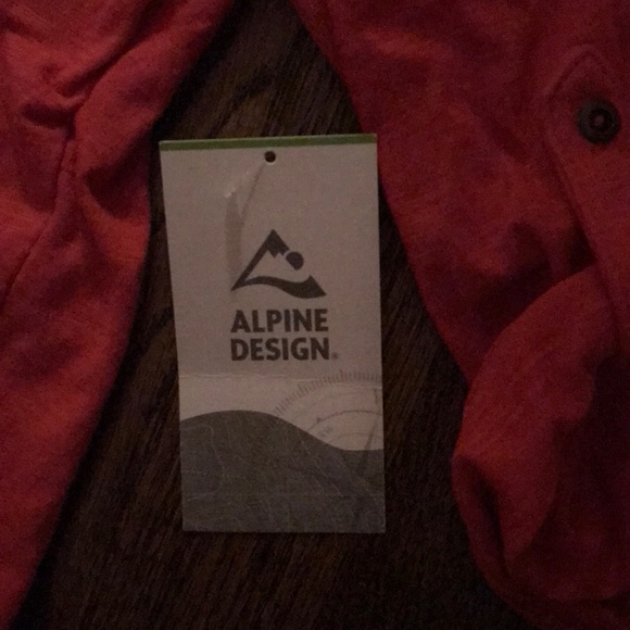 Alpine Design Long Sleve Red Shirt Half Button Up - Picture 3 of 3